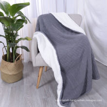 100% Polyester Double Layer Cable Knit Acrylic Sherpa Blanket